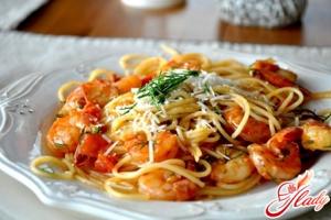 Špagety s krevetami recepty s fotografiami Cestoviny s krevetami v cesnakovej omáčke